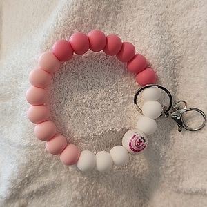 Breast Cancer Awareness Silicone bead keychain